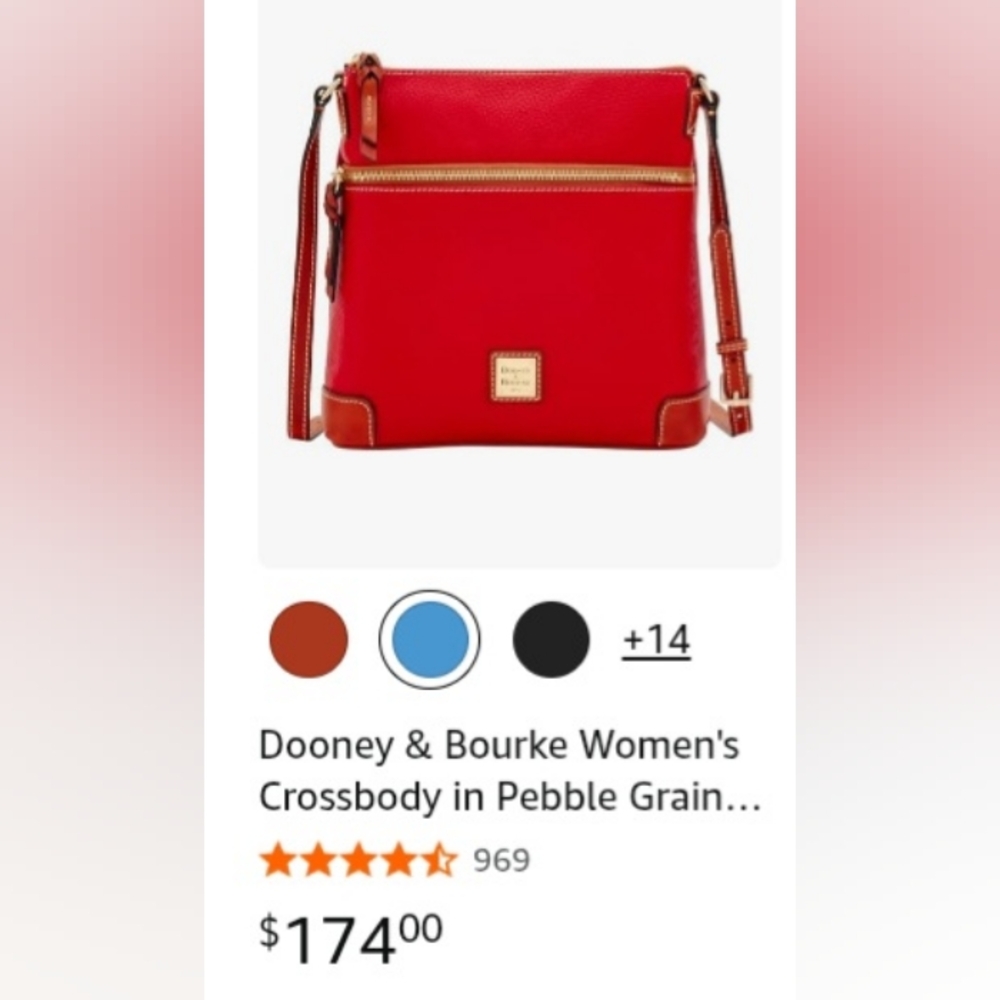 Dooney & Bourke Red Pebble-Grain Crossbody Bag
